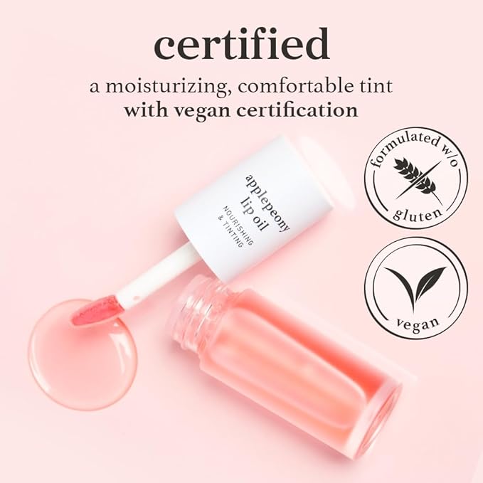 NOONI Korean Lip Oil - Applepeony - Plumping & Hydrating Tinted Lip Gloss