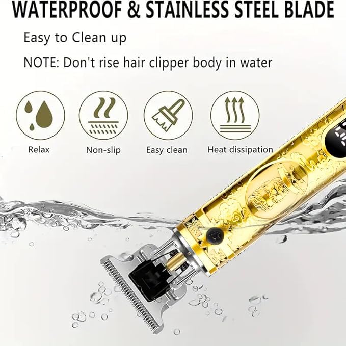 Zclikro Beard Trimmer for Men, Professional Hair Clipper with LCD Display, Rechargeable Electric Razor, Barber-Grade Zero Gapped T-Blade Hair Trimmer, Ideal Present for Men