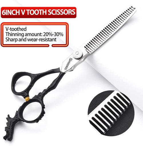 6/7-inch professional hairdresser set, stainless steel scissors hairdresser's exclusive hairdresser. (6 inch-2pc-B)