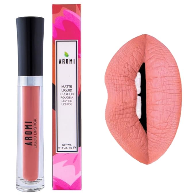 Aromi Peachy Beige Nude Matte Liquid Lipstick (Fuzzy Peach)