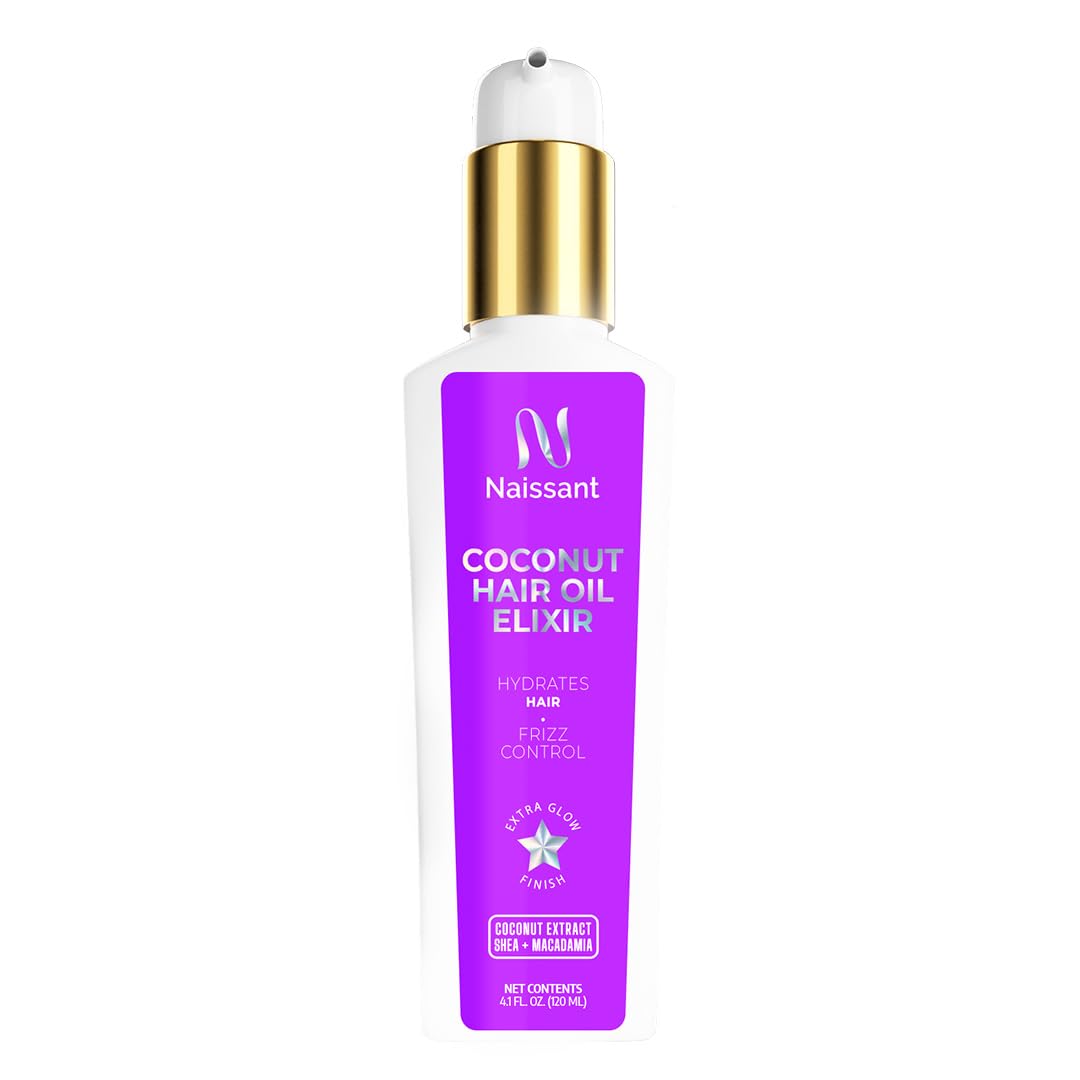 naissant Coconut Oil Hair Treatment | Frizz Control, Heat Protection, UV Protection for Color Treated and Natural Hair | Nourishes, Repairs, and Softens | Increases Shine and Color Vibrancy (4 Fl Oz)