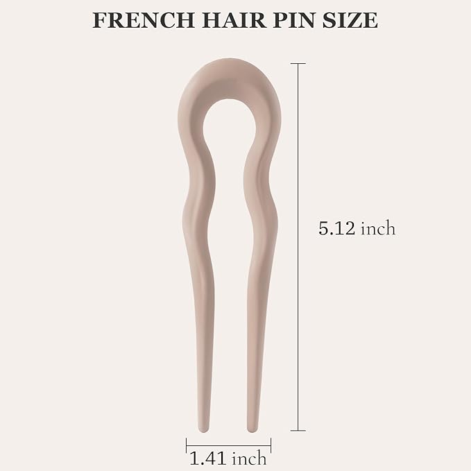 Sunolga 8PCS Prestige French Hair Pins, 5.12" Fashion French Pins Hair Styling for Women, Matte French Hairpin for Thick Fine Hair Accessories, French Twist Pin Wavy U Shaped Holiday Gifts