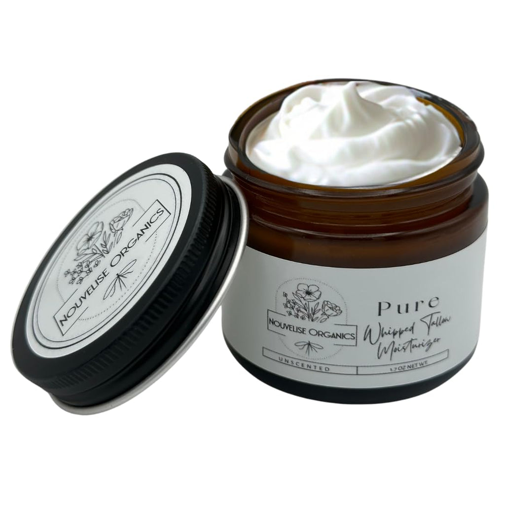 Pure - Whipped Tallow Moisturizer - Unscented - 100% Grass-Fed Tallow & Organic Jojoba, Chemical-Free, Non-Comedogenic, For Dry, Sensitive & Eczema-Prone Skin - Children & Pets - 1.7oz