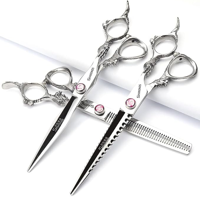 5.5/6 /7 Inch Purple Dragon Knight Professional Japanese Hair Scissors Barber Scissors Set (7 inch 3pc)