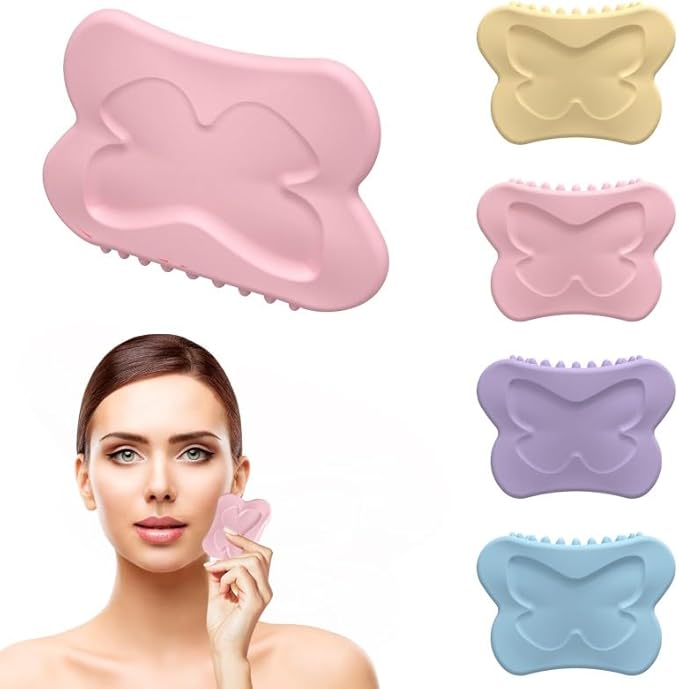 Lymphatic Contour face Brush,Upgrade Lymphatic Drainage Brush，Silicone Facial Body Brush - Lymphatic Drainage Massager for Face, Neck Lifting, Gua Sha Beauty Tool to Shape & Radiant Skin (Pink)