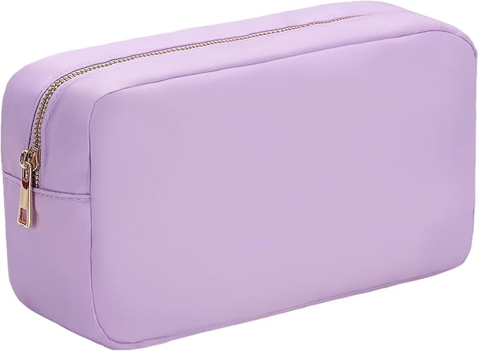 YogoRun Makeup Organizer Travel Make Up Bag Toiletry Bag for Women Nylon Cosmetic Bag with Zipper Pocket L, Purple