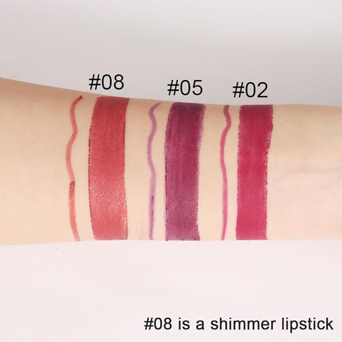 HHLTOH 2-in-1 Mauve Red Lip Liner & Lipstick Set Kit for Women, Matte Lips Kit with Lip Liner Lip Stains Long Lasting Waterproof 24 Hour Lipstick and Lip Liners Combo Lipliners Pencil Set 08