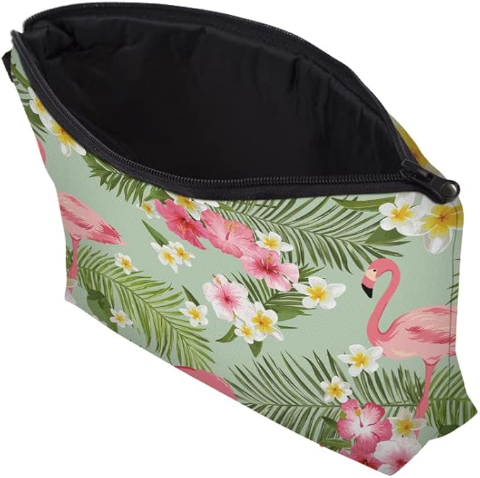 Aiphamy Cute Travel Makeup Bag Cosmetic Bag Small Pouch Gift for Women (Tropical Flamingo)