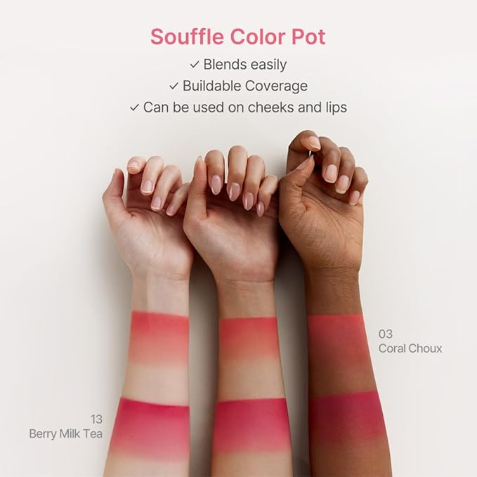 dasique Souffle Color Pot #05 Pumpkin Puree – Makeup Blush, Buildable Silky-Smooth Texture, Build-In Mini Brush, Multi-Use For Cheek and Lip