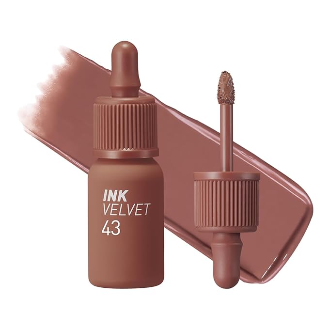 Peripera Ink The Velvet Lip Tint | Highly Pigmented, Longwear & Weightless Lip Tint | Smudge-Proof, Buildable Color for Lips & Cheeks | K-Beauty Makeup, Safe for Sensitive Lips (043 Caffeine Nude)