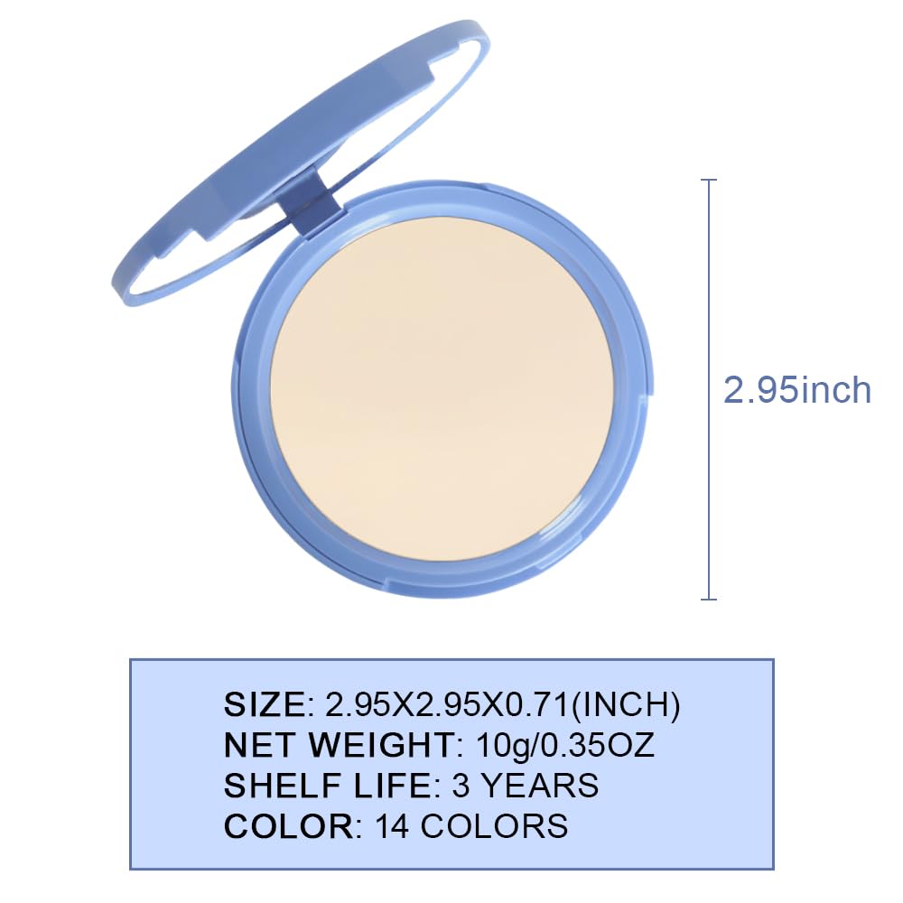 FeiCuiYun Oil Control Matte Perfection Face Powder Compact For Women, Matte Smooth Flawless Setting Powder Makeup, Polvo Compacto De Maquillaje, Waterproof Long Lasting, 0.35Oz,(Nude Translucent, 1)