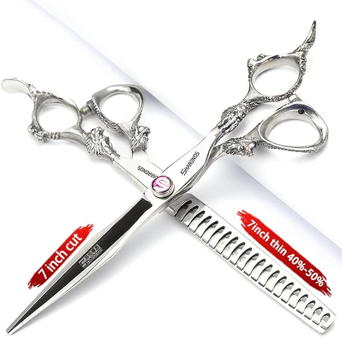 5.5/6 /7 Inch Knight Professional Japanese Hair Scissors Barber Scissors Set (7 inch 4pc)