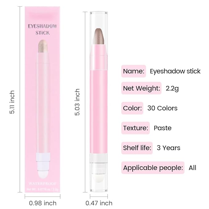evpct 2Pcs Cream Eye Shadow Brightener Sticks Set for Eyes Waterproof, Light Khaki & Bronze Shimmer Cream Eyeshadow Applicator Stick Long Lasting Pigmented Eye Makeup sombras en crema para ojos 4+20