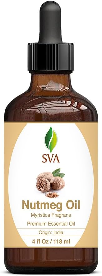 SVA Nutmeg Essential Oil, Glass Bottle with Dropper, 4 Fl Oz (118 ml)