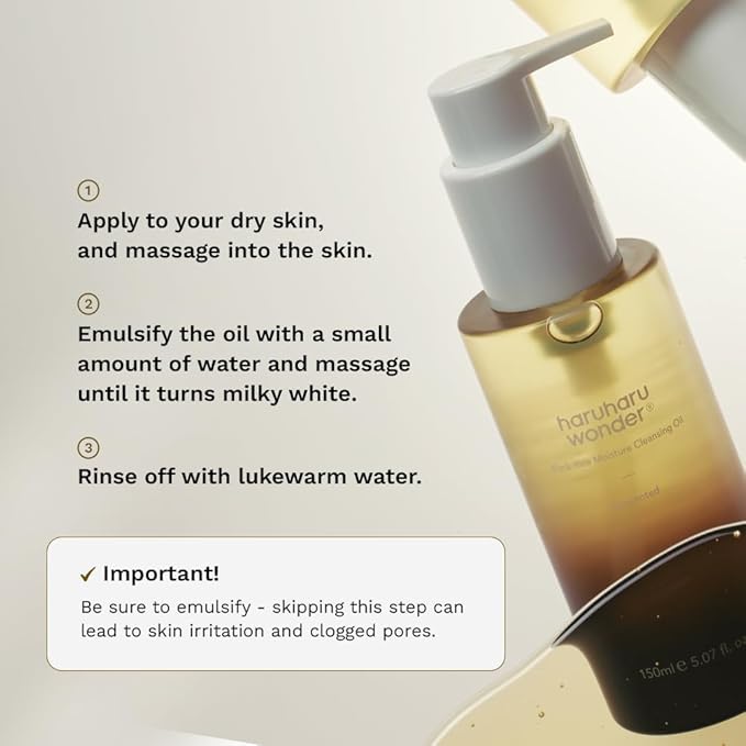HARUHARU Black Rice Moisture Cleansing Oil, 5.1 fl.oz, Pore Control, Vegan
