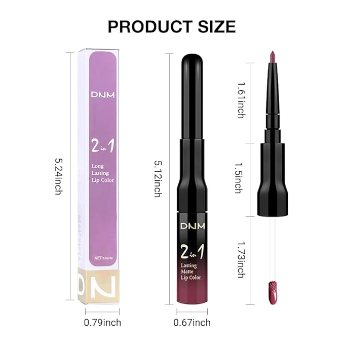 IATMOMOD 1Pcs 2 in 1 Rose Plum Matte Lip Liner and Liquid Lipstick Stain Makeup Set for women, Rose Long Lasting Smudge Proof Lip Tint Matte Finish Lip Gloss for All-Day Color Hold Easy to Use 28#