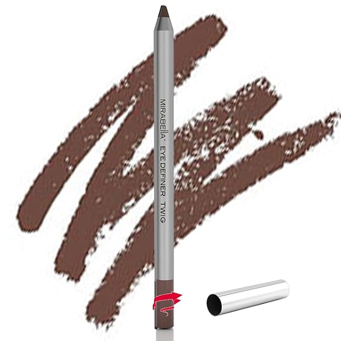 Mirabella Retractable Eye Definer Gel Eyeliner Pencil, Richly Pigmented Color Eyeliner Offers All-Day Wear for Precise and Sultry Looks with Hydrating Antioxidants Vitamin E and C, Twig