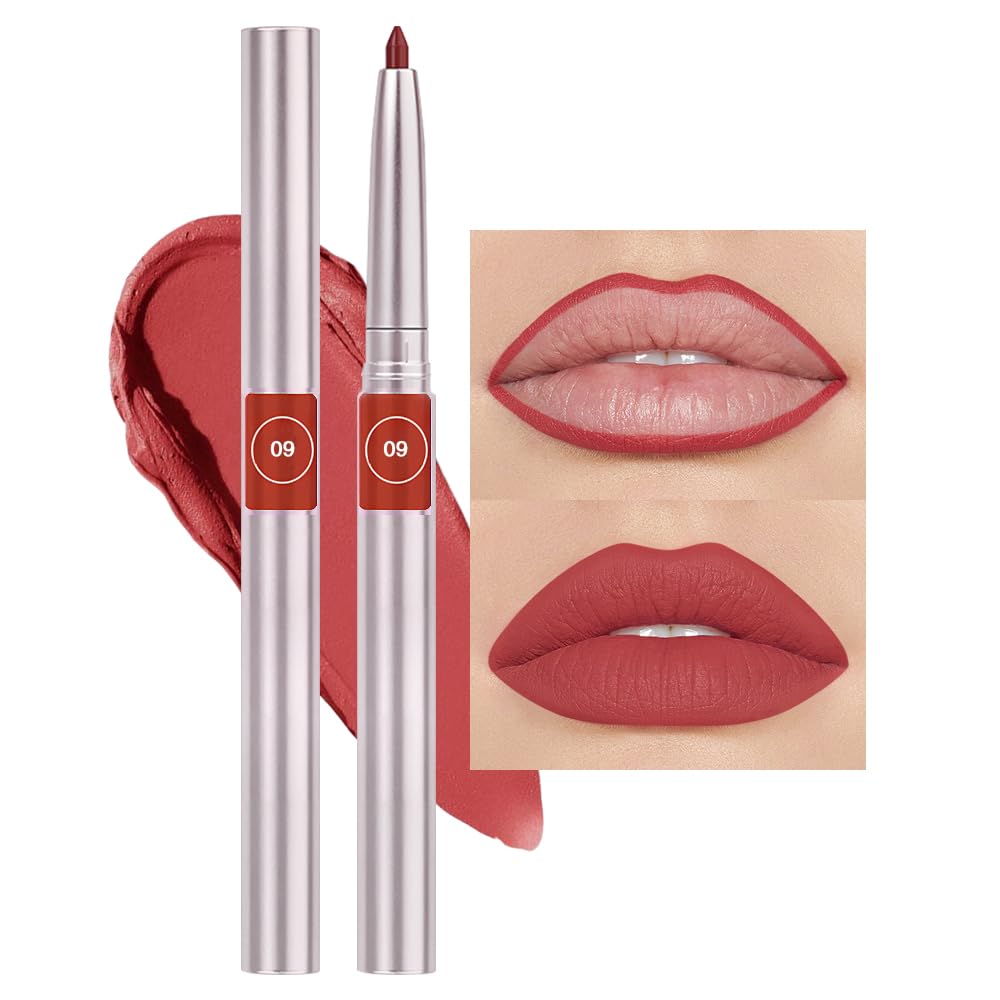 FeiCuiYun Retractable Lipliner Pencil Waterproof Makeup for Lip Liner and Eye Liner, Smooth and Creamy, Long Lasting Matte Finish, Vegan Beauty, Matte Velvet Pigmented Lip Liner (09#Orange Red, 1)