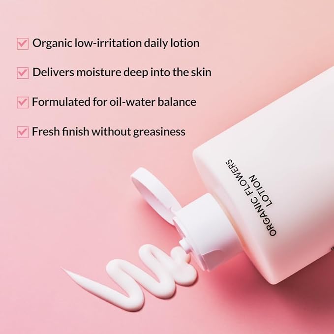 Whamisa Organic Flowers Water Cream, 95.2% Organic, Waterless Formula, Fermented Ingredient Formula for Deep Hydration & Calming Care, Moisturizing, Korean Skin Care (50ml)