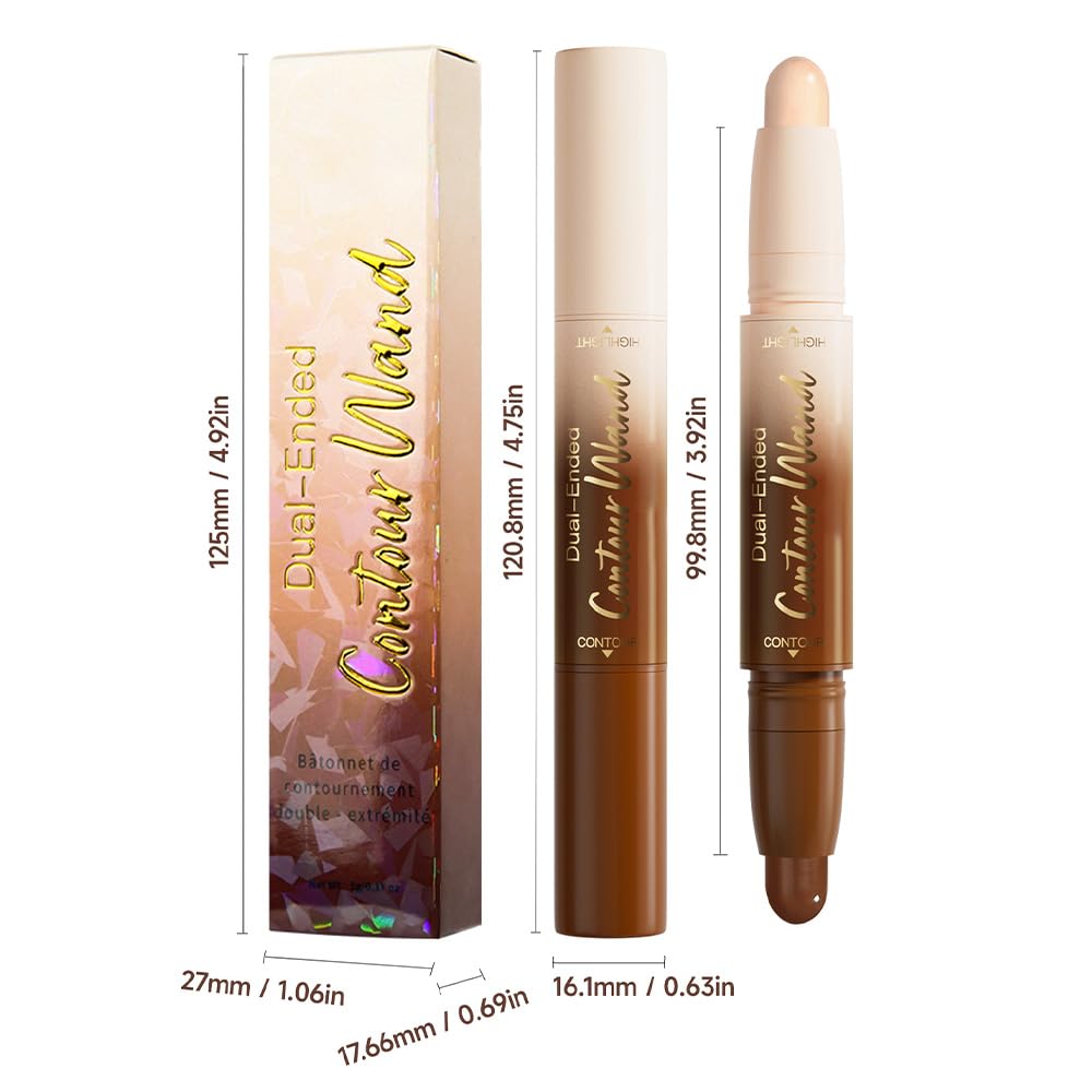 evpct Nude & Light Beige Cream Foundation Stick Face Body Makeup Dual Ended, no Transfer Waterproof 2 in 1 Cream Concealer Stick Contouring Makeup, Nose Contour Bronzer Sticks Face Highlighter Make up