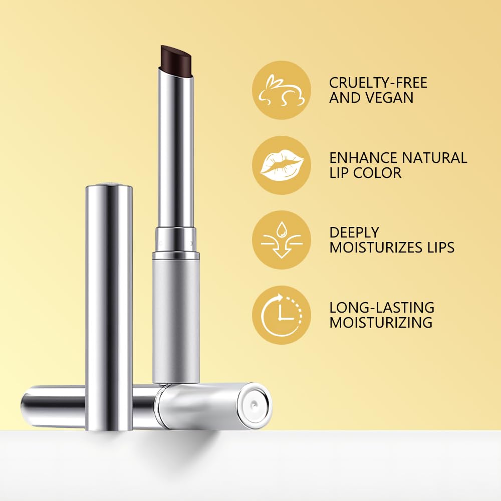 FeiCuiYun 2Pcs Dark Brown Honey Tinted Lip Balm Lip Gloss Lipstick, Sheer Hydrating Lip Gloss Tint, Moisturizing Lip Color for All Skin Tones, Nourishing Lip Balm with a Hint of Natural Black Cherry
