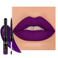 IATMOMOD 1Pcs 2 in 1 Purple Matte Lip Liner and Liquid Lipstick Stain Makeup Set for women, Purple Long Lasting Smudge Proof Lip Tint Matte Finish Lip Gloss for All-Day Color Hold Easy to Use 52#