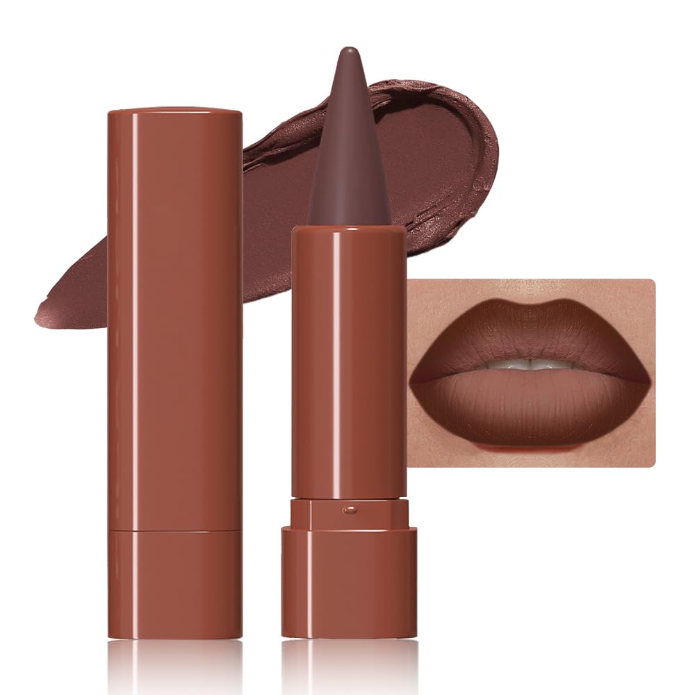 JUAAZIN Maroon Gradient Matte Lip Liner Pencil Crayon for Women - Waterproof Smudge-Proof Kissproof Long-Wear Lip Pencil, Flawless Contour Ombre Effect Lip Crayon, Creamy Pigmented Lip Liner 05#