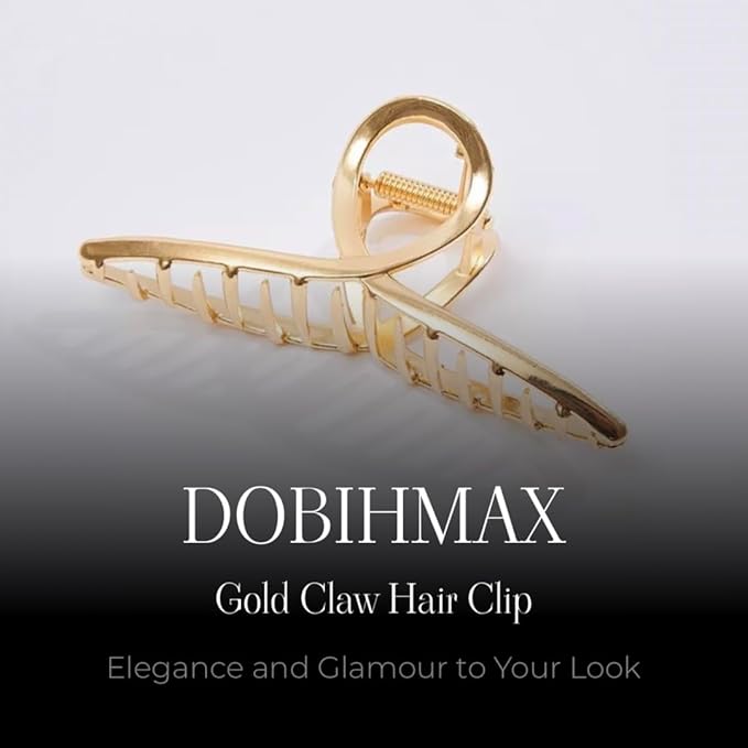 DOBIHMAX 2 Pack Large Metal Hair Claw Clips with Pearls 4.3 Inch - Gold Hair Accessories for Women's Thick Hair Styling, Strong Hold, and Fashion
