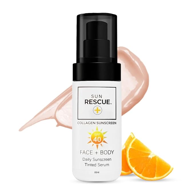 Sun Rescue SPF 40 Tinted Moisturizer -Face & Body, 2-Pack | Collagen + Vitamin C Broad Spectrum UVA/UVB Protection | Hydrating Sheer Tint for Healthy, Radiant Skin | 2 x 80ml