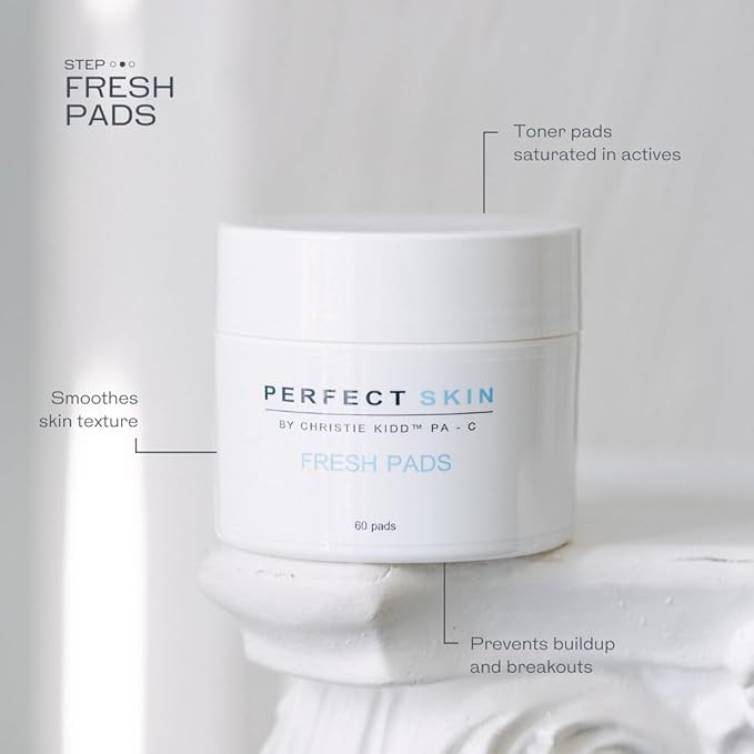 PERFECT SKIN BY CHRISTIE KIDD, PA-C | Fresh Pads – BHA Salicylic Acid Acne Treatment Pad with Niacinamide, Willow Bark & Witch Hazel – Reduces Blemishes, Tightens Pores, Clears Skin - 60 Pads
