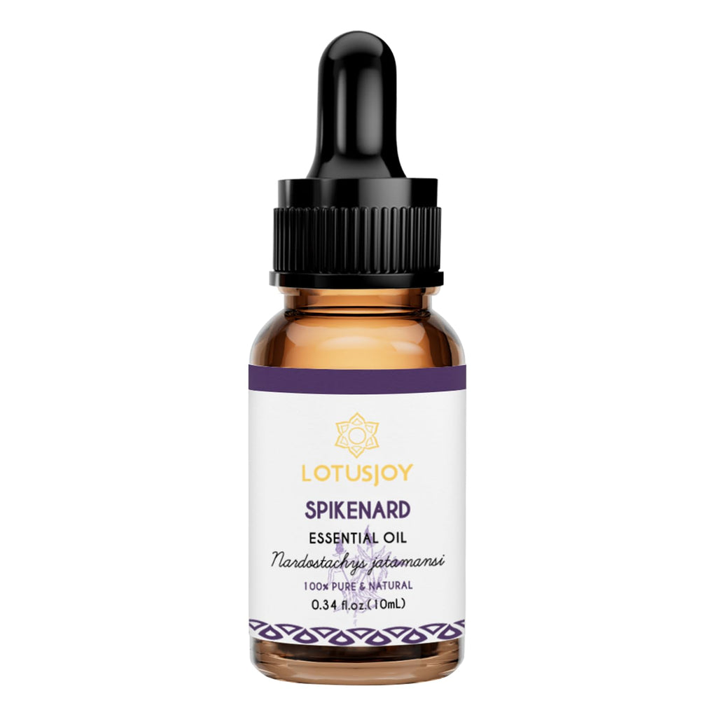 LOTUSJOY 100% Pure Spikenard Essential Oil 0.34 Fl Oz, Natural Spikenard Oil in Amber Glass Bottle with Dropper for Diffuser Massage Skin Care DIY