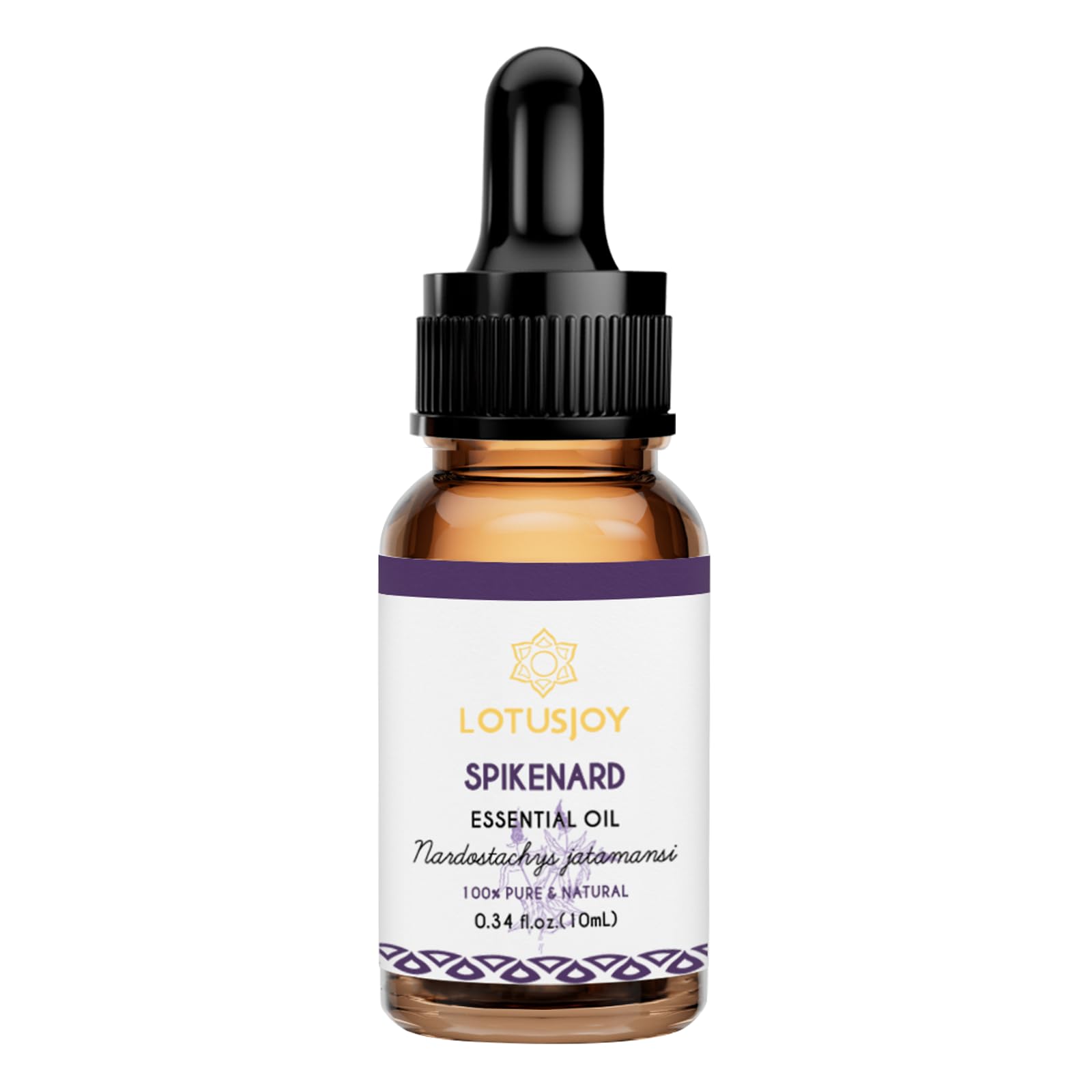 LOTUSJOY 100% Pure Spikenard Essential Oil 0.34 Fl Oz, Natural Spikenard Oil in Amber Glass Bottle with Dropper for Diffuser Massage Skin Care DIY