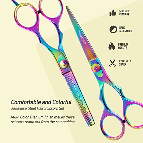 Suvorna 5.5" Hair Cutting Scissors Professional with Thinning Shears, Right-Hand Professional Hair Scissors, Barber Shears, hair shears, 2 Pcs Hair Cutting Shears - tijeras de peluqueria profesional.
