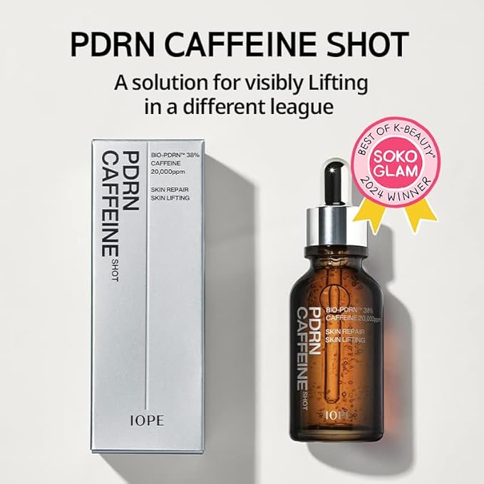 IOPE Expert PDRN Caffeine Shot Serum - Anti-Aging Face Serum to Visibly Depuff, Smooth, and Rejuvenate Tired Skin - With BIO-PDRN and Caffeine - Fast-Absorbing Texture - 1.01 fl. oz.