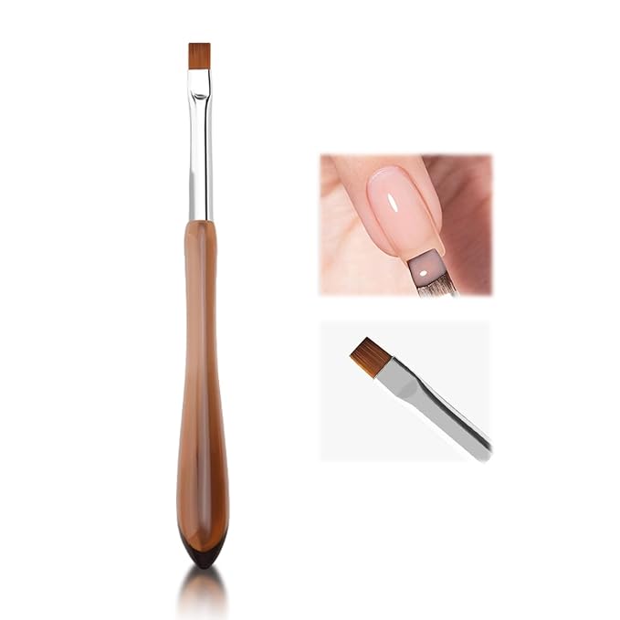 TipTrendz Flat Head Nail Art Brush Phototherapy Pen for Gel Polish, Glitter, French Tips, Two-Tone Gradients, and LED/UV Nail Extensions, 02