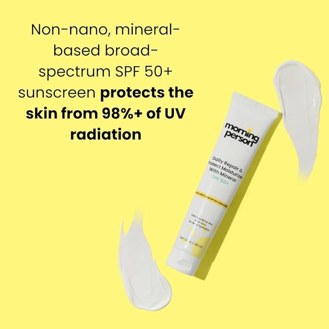 Mineral SPF 50+ Face Moisturizer with Non-Nano Zinc Oxide + Squalane | 2-in-1 Daily Moisturizer & Sunscreen | No White Cast | For Women 35+ | Reef Safe, Fragrance-Free | Morning Person Beauty