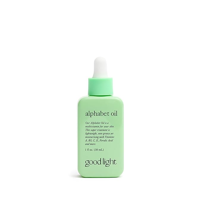 good light Alphabet Oil. Lightweight & Non-Greasy Face Oil with Microbiome Probiotics & Jojoba Oil. Korean Skin Care Probiotic Serum For Face, Neck, & Body. Vitamin C & Vitamin E Oil, 1 Fl. Oz.