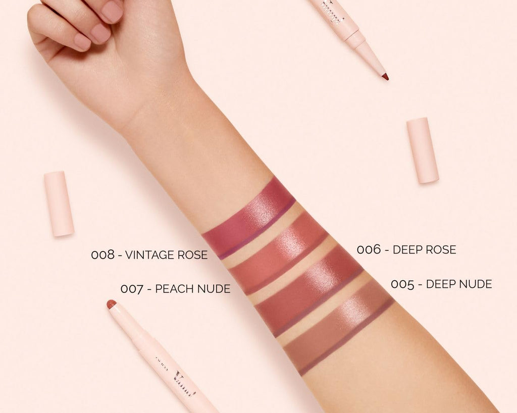 Pupa Milano Vamp! Creamy Duo, 007 Peach Nude, 1 Pc - 2 in 1 Lipstick and Lip Pencil - Long Lasting - Lightweight - No-Transfer - Smooth Texture - Highly Pigmented