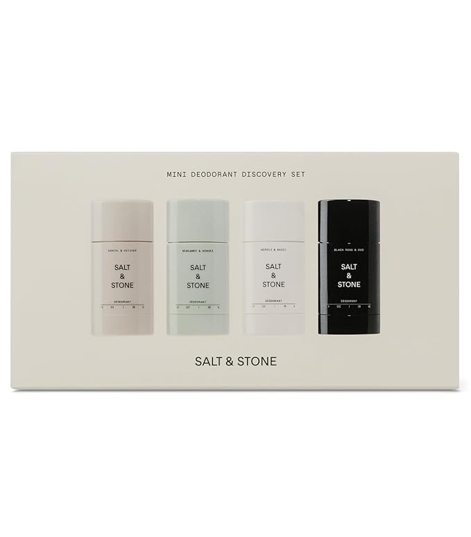 Salt & Stone Aluminum Free Deodorant | Extra Strength 48 Hour Protection for Women & Men | Made with Seaweed Extracts, Niacinamide & Prebiotics | Mini Deodorant Discovery Set
