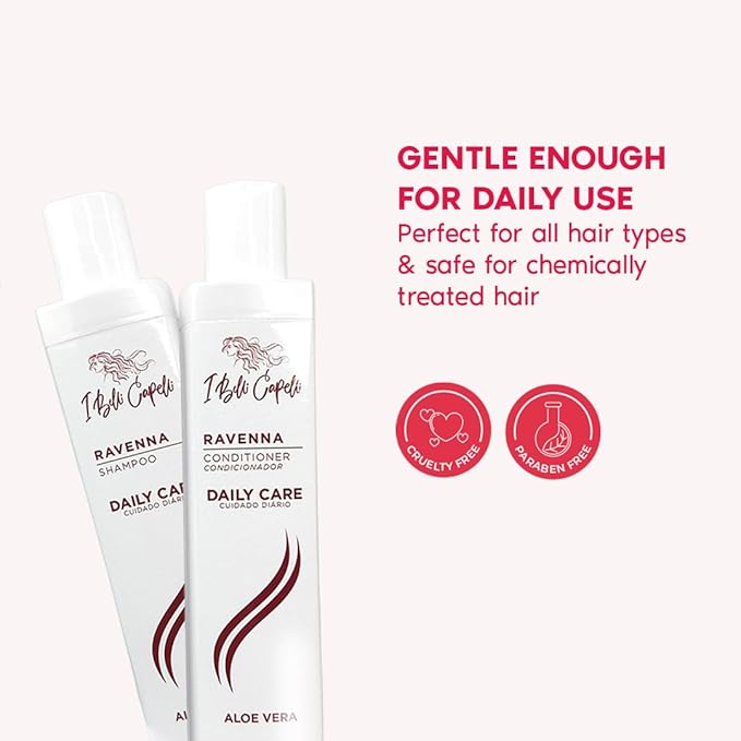 I Belli Capelli Ravenna Aloe Vera Shampoo, Conditioner, Hair Mask & Repair Oil Set – Deep Moisture, Breakage Reduction for Dry, Damaged & All Hair Types - Paraben-Free (4-Pack)