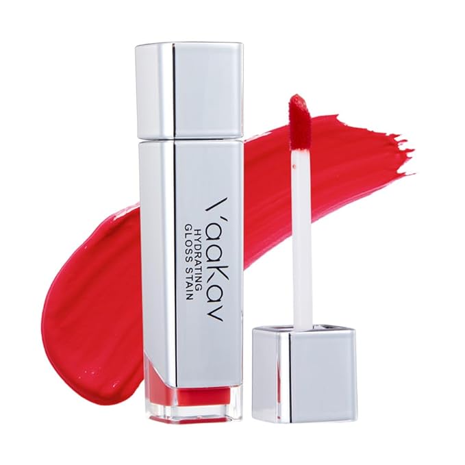 VaaKav Glossy Lip Stain – Hydrating Tinted Lip Oil Stain with High-Shine Gloss Finish, Non-Sticky Moisturizing Lip Tint, Long-Lasting Stain for Soft & Plump Lips(03 CHRRY JUICY)
