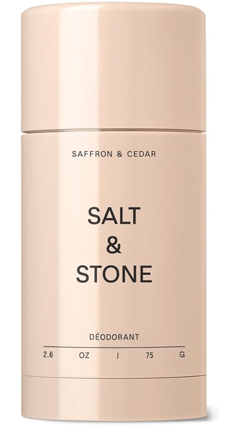 Salt & Stone Aluminum Free Deodorant | Extra Strength 48 Hour Protection for Women & Men | Made with Seaweed Extracts, Niacinamide & Prebiotics | Saffron & Cedar