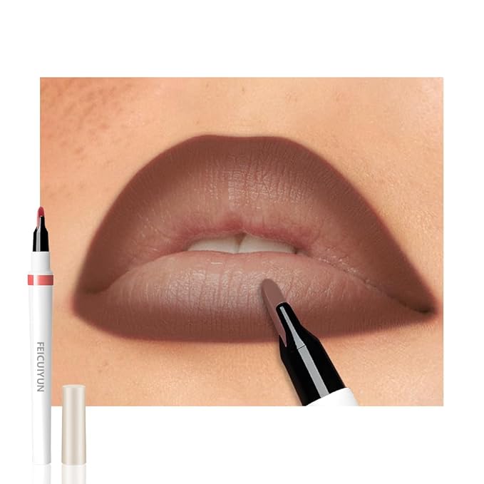 FeiCuiYun Matte Calligraphy Liquid Lip Liner Lipstick Pencil, Hazelnut Brown Long-Lasting Transfer-Proof Lip Stain, Lightweight Lipstick, Sheer Buildable Color, Fades to a Natural Wash of Colors