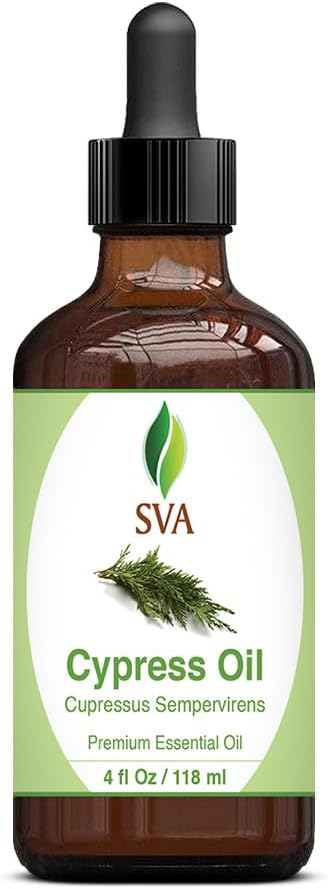 SVA Cypress Essential Oil, Glass Bottle with Dropper, 4 Fl Oz (118 ml)