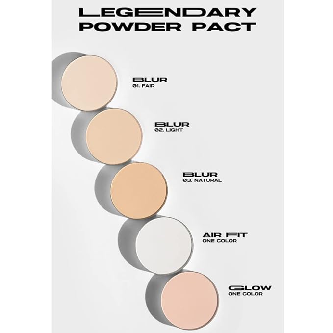 ABOUT TONE Powder Pact - Pressed Powder Compact with Mirror and Puff Makeup Fixing Setting Natural Blur Semi-Matte Finish Transparent Face Tone-Up Oil & Sebum Control Vegan (GLOW POWDER PACT)