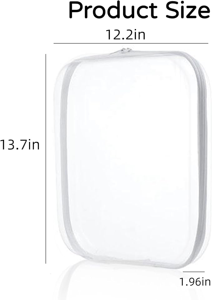 PGAXM 3PCS Clear Hard Plastic Zipper Case, Double Zippers Hard Pouch, Portable Travel Organizer Bin Clear Makeup Bag for Toy Storage, Snack Bag, Cosmetics, Diaper Bag, Toiletry Bag (3PCS-L)