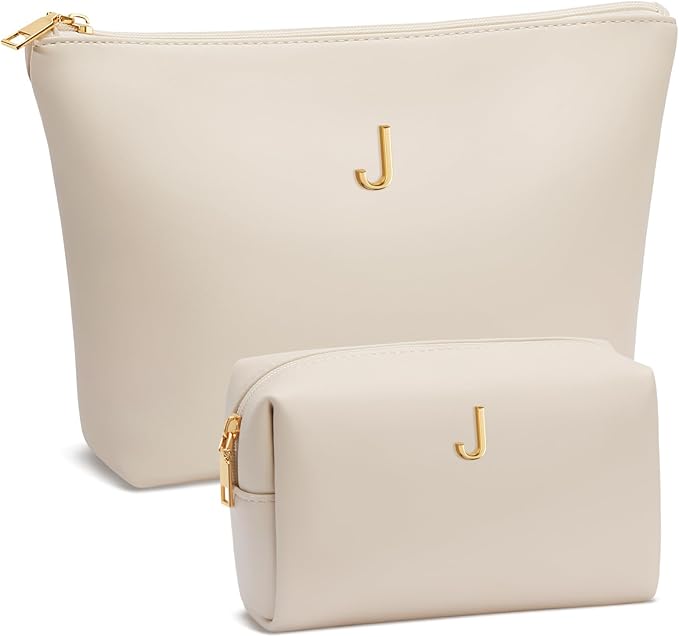 CLOUDWINGS Gifts for Women Girls Personalized Initial Travel Makeup Bag