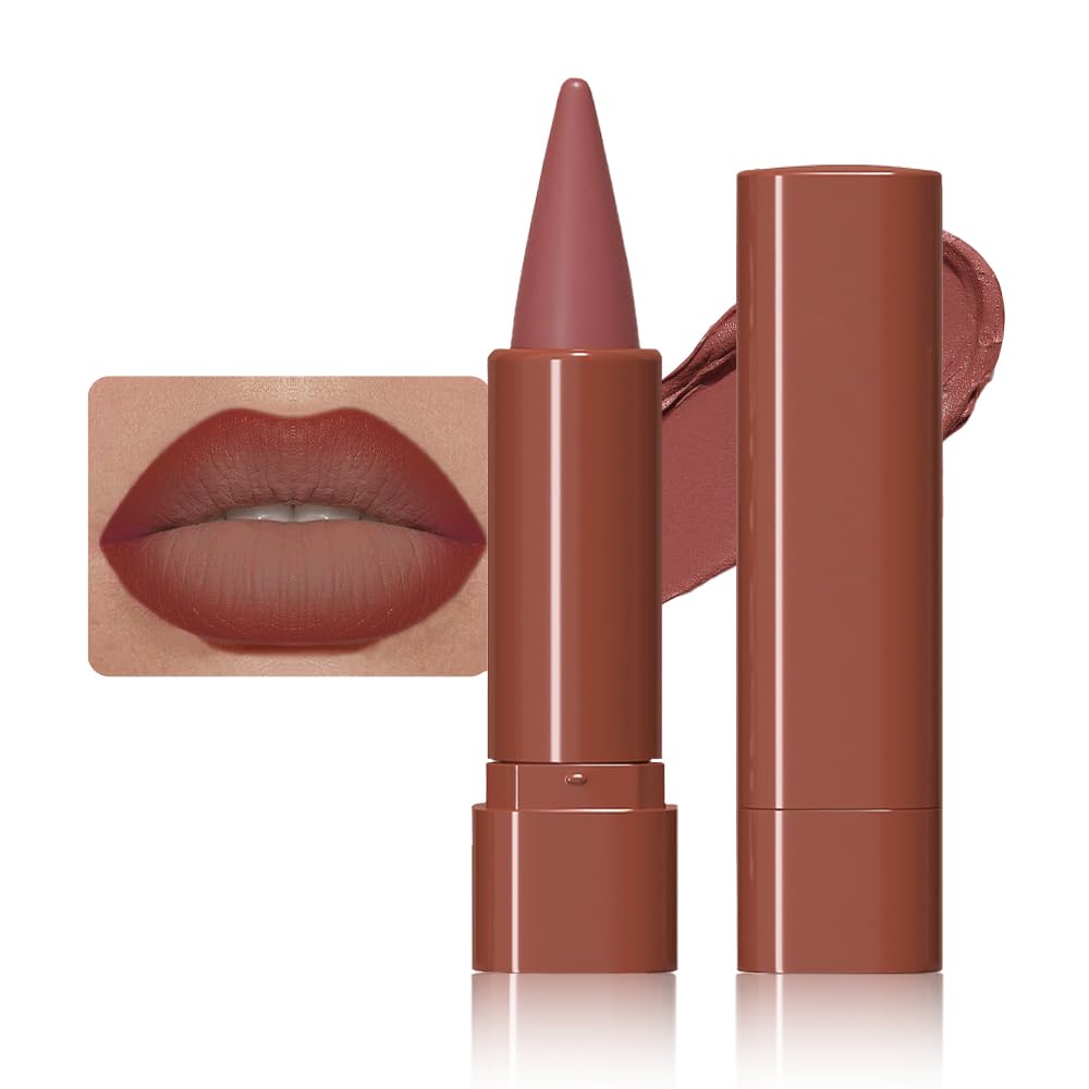 Rose Brown Lip Liner,LongLasting Matte Lipstick,Cone Tip LipLiner Pencil