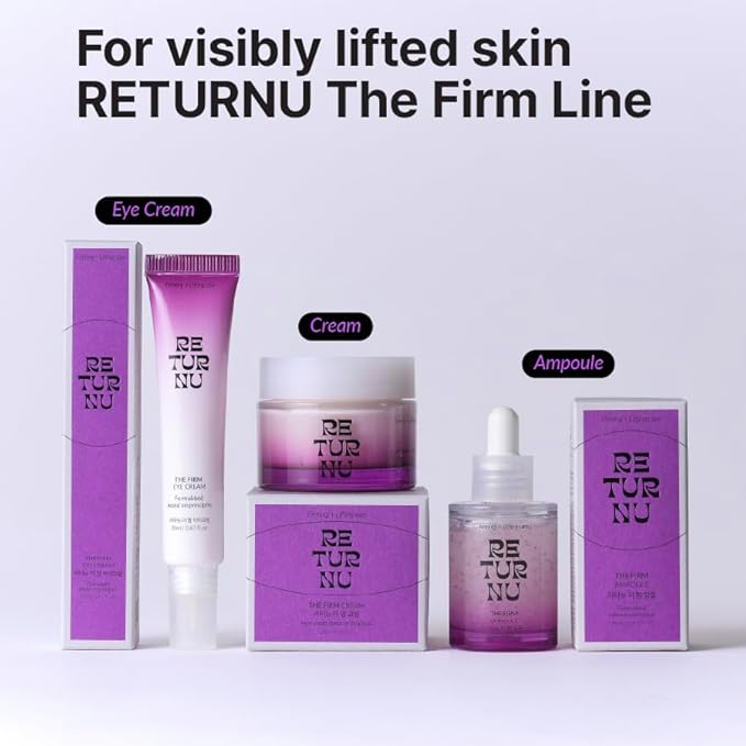 Returnu The Firm Ampoule - Firms, Lifts & Reduces Wrinkles + Puffiness for a Youthful, Radiant Complexion - Enriched with Peptides, Bakuchiol & Korean Thistle Vegan Korean Skincare (1.01 fl. oz)