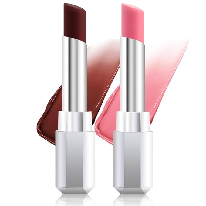 HHLTOH Honey Lipstick Tinted Lip Balm - Shine Moisturizing Lipstick for Women, Natural Nourishing Hydrating Lip Color Gloss Stain for Dry Lips, Tint Sheer Lightweight Makeup, Vegan - 2Pc Black & Pink